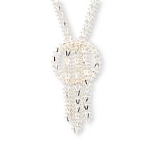 Imperial Silver Diamond-Cut Wheat Chain Fringe Drop Necklace