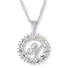 Imperial Silver Diamond-Cut Wheat Link Initial Pendant with 18" Cha...