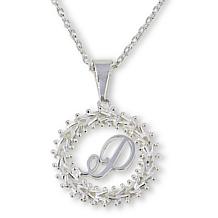 Imperial Silver Diamond-Cut Wheat Link Initial Pendant with 18" Cha...