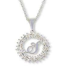 Imperial Silver Diamond-Cut Wheat Link Initial Pendant with 18" Cha...