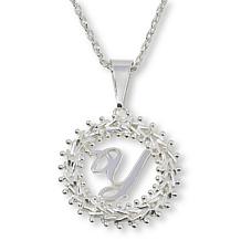 Imperial Silver Diamond-Cut Wheat Link Initial Pendant with 18" Cha...