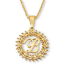 Imperial Silver Diamond-Cut Wheat Link Initial Pendant with 18" Cha...