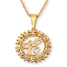 Imperial Silver Diamond-Cut Wheat Link Initial Pendant with 18" Cha...