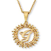 Imperial Silver Diamond-Cut Wheat Link Initial Pendant with 18" Cha...