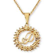 Imperial Silver Diamond-Cut Wheat Link Initial Pendant with 18" Cha...