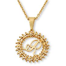 Imperial Silver Diamond-Cut Wheat Link Initial Pendant with 18" Cha...