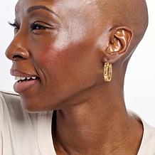 Imperial Silver Mirror Design Diamond-Cut 1" Hoop Earrings