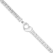 Imperial Silver Mirror Design Diamond Cut  Heart Bracelet
