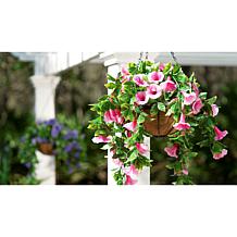 Improvements Hanging Faux Petunia Flower Basket