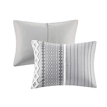INK+IVY Imani Cotton Printed Duvet Cover Set w/ Chenille - Full/Queen