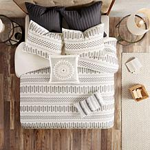 INK+IVY Rhea Cotton Jacquard Comforter, Ivory/Charcoal - King/Cal King