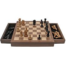 Inlaid Walnut-Style Wood Chess Set