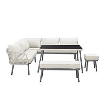 Inspired Home Colter Outdoor Rattan Wicker 5pc Seating Group, Black