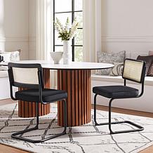Inspired Home Marquis Dining Chair with Velvet Padded Seat, Black