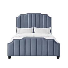 Inspired Home Poppy Velvet Channel Queen Bed w/ Nailhead Trim, Pink