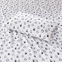 Intelligent Design Cotton Flannel Twin XL Sheet Set - Blue Penguins