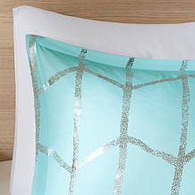 Intelligent Design  Raina Aqua/Silver Metallic Comforter Set King/CalK