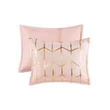 Intelligent Design  Raina Blush/Gold Metallic Comforter Set Full/Q