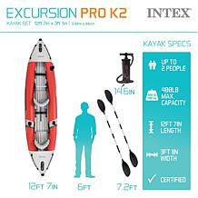 Intex Excursion 151"L x 37"W x 18"H Pro K2 Kayak Inflatable Set