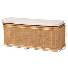 Ishana Natural Rattan Storage Bench with Cushion 47.2" W