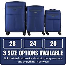 IZOD Liam 3pc  Expandable Softside Luggage Set with Spinners & Lock