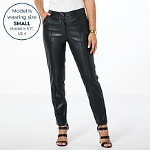 Jaclyn Smith Faux Leather Seamed Slim Leg Pant