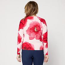 Jaclyn Smith Floral-Printed Fine Gauge Knit Sweater