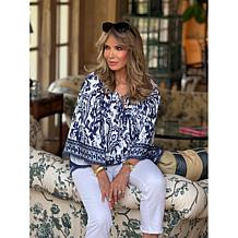 Jaclyn Smith Printed Knit Peasant Top