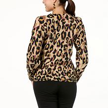 Jaclyn Smith Printed Puff Sleeve Sweater