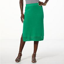 Jaclyn Smith Pull-On Pencil Midi Skirt with Crochet Hem