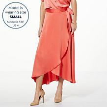 Jaclyn Smith Satin Side Tie Wrap Skirt