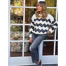 Jaclyn Smith Sequin Chevron Striped Sweater