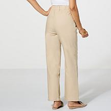 Jaclyn Smith Stretch Linen-Blend Straight-Leg Pull-On Pant