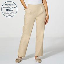 Jaclyn Smith Stretch Linen-Blend Straight-Leg Pull-On Pant