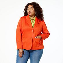 Jaclyn Smith Stretch Woven Buttoned Blazer