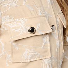 Jaclyn Smith Woven Floral-Embroidered Buttoned Jacket