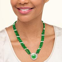 Jade of Yesteryear 3-Strand Bead Necklace with Cultured Pearl Accents