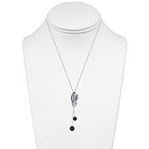 Jade of Yesteryear Blue Topaz and Charcoal Jade Fish Design Necklace