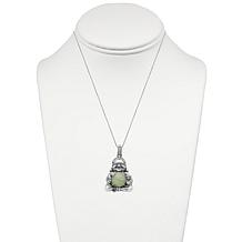 Jade of Yesteryear Green Jade and Cubic Zirconia Buddha Pendant/Chain