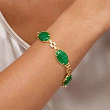 Jade of Yesteryear Green Jade Goldtone Link Bracelet