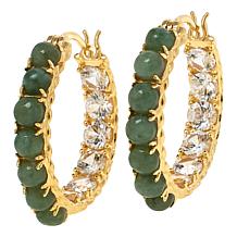 Jade of Yesteryear Jade and White Zircon Inside-Outside Hoop Earrings