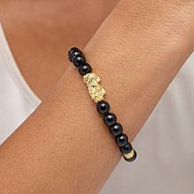 Jade of Yesteryear Jade Beaded Dragon-Design Stretch Bracelet