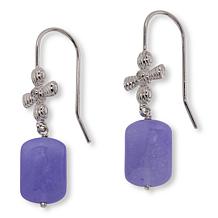 Jade of Yesteryear Jade Cross-Design Drop Earrings with CZ Accent