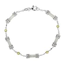 Jade of Yesteryear Sterling Silver Green Jade and Peridot Bracelet