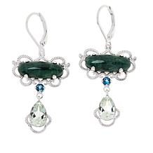 Jade of Yesteryear Sterling Silver Multi-Gem East/West Drop Earrings
