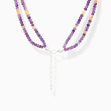 Jay King 2 Strand Amethyst & Citrine Necklace, Sterling