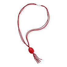 Jay King 3-Strand Red Coral Tassel Drop Necklace