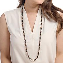 Jay King 36" Petrified Wood and Black Spinel SS Necklace