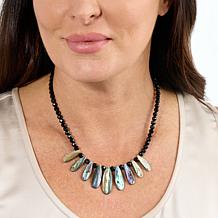 Jay King Black Chalcedony Bead and Abalone Shell 18" Necklace