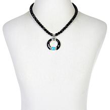 Jay King Black Chalcedony, Turquoise & Blue Topaz Pendant-Necklace